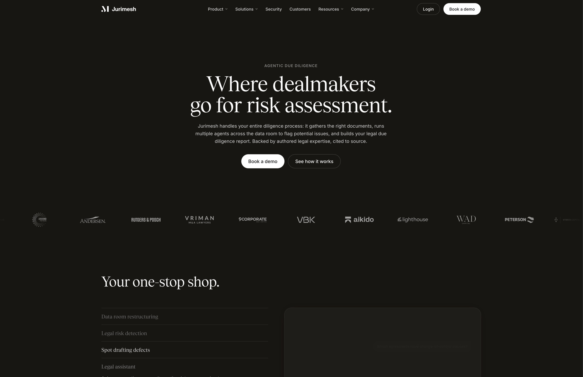 landing page Overview of the jurimesh landingpage